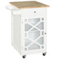 Rolling Kitchen Cart with Drawer and Glass Door - White