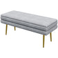 39" Velvet Storage Bench with Steel Legs - Charcoal Grey