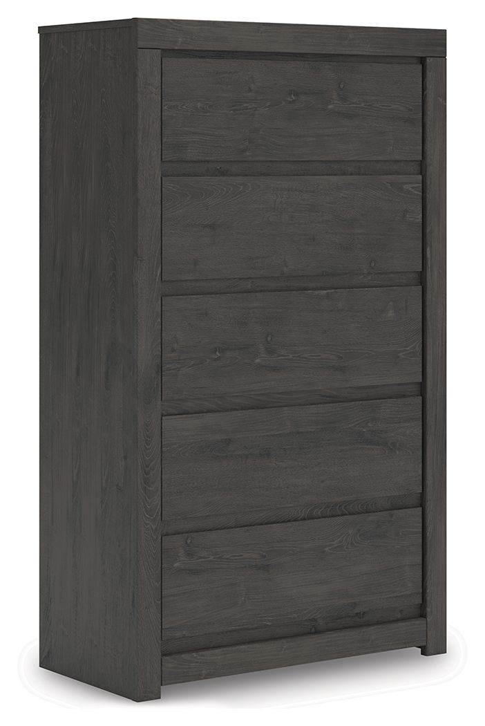 Fraluna - Five Drawer Chest - Charcoal