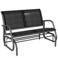 Patio Double Glider Bench Swing Chair Rocker Heavy-Duty Loveseat Outdoor Garden Rocking Bench Steel Frame Sling Fabric Seat Black
