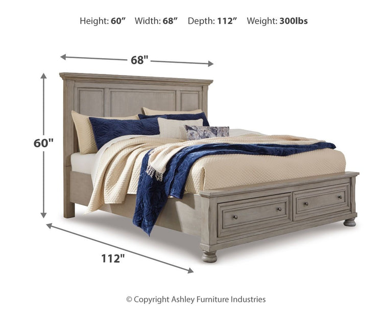 Lettner - Queen Panel Storage Bed - Light Gray