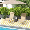 Folding Outdoor Lounge Chair Set of 2, Reclining Tanning Chair with 5-Position Adjustable Backrest, Brown