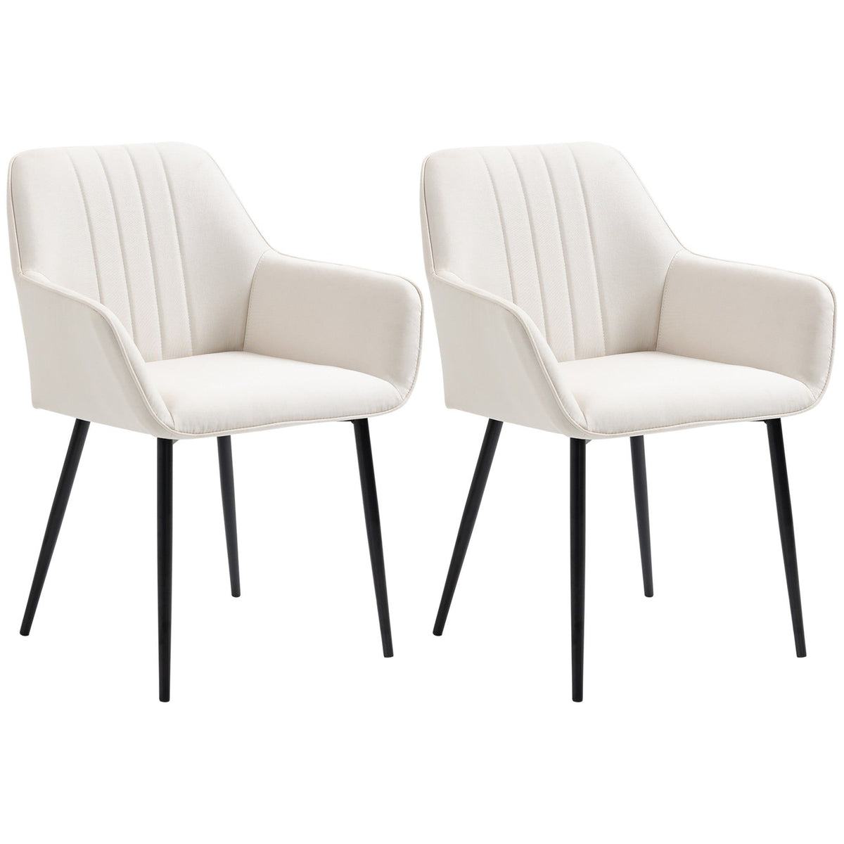 Upholstered Linen Dining Chairs Set of 2 - Beige