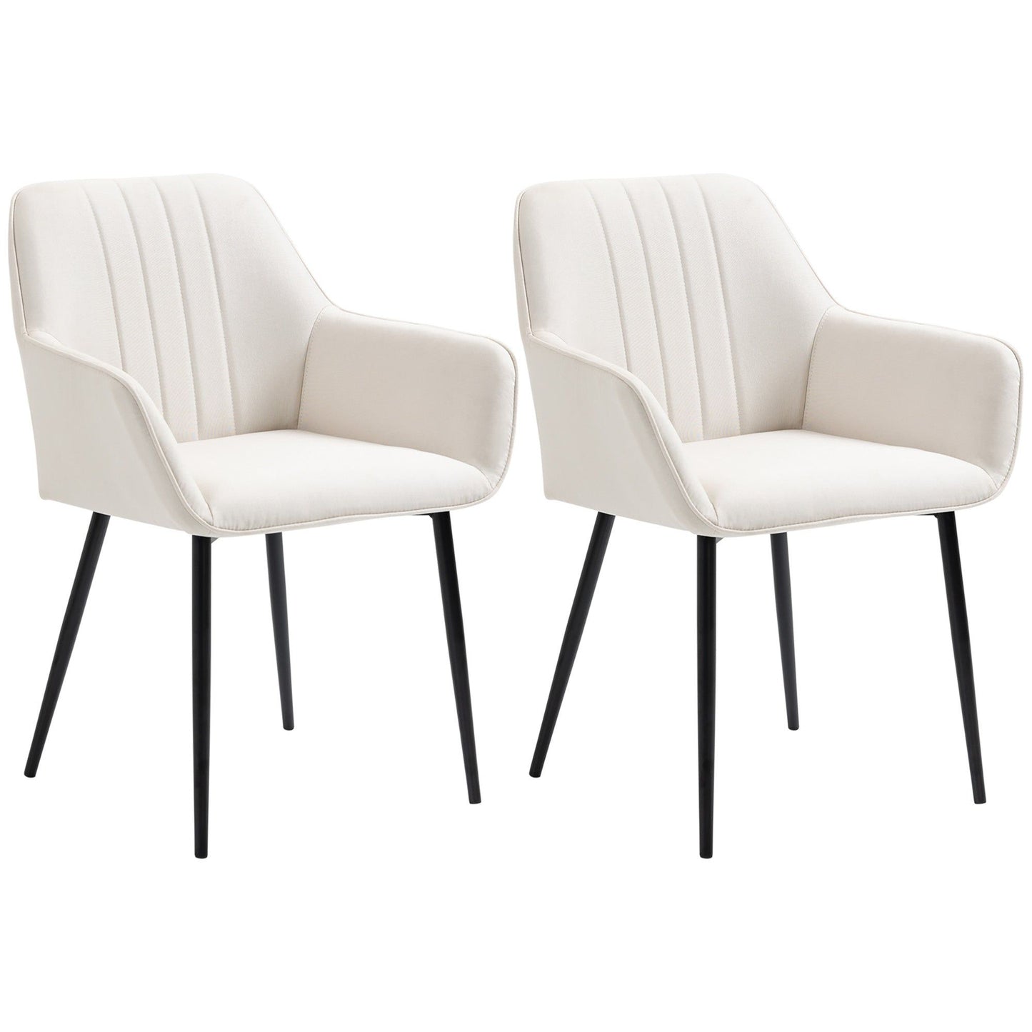 Upholstered Linen Dining Chairs Set of 2 - Beige