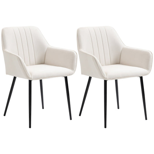 Upholstered Linen Dining Chairs Set of 2 - Beige