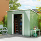 7'x 4' Metal Patio Storage Shed Garden Lockable Shed Tool Utility Storage Unit, Light Green