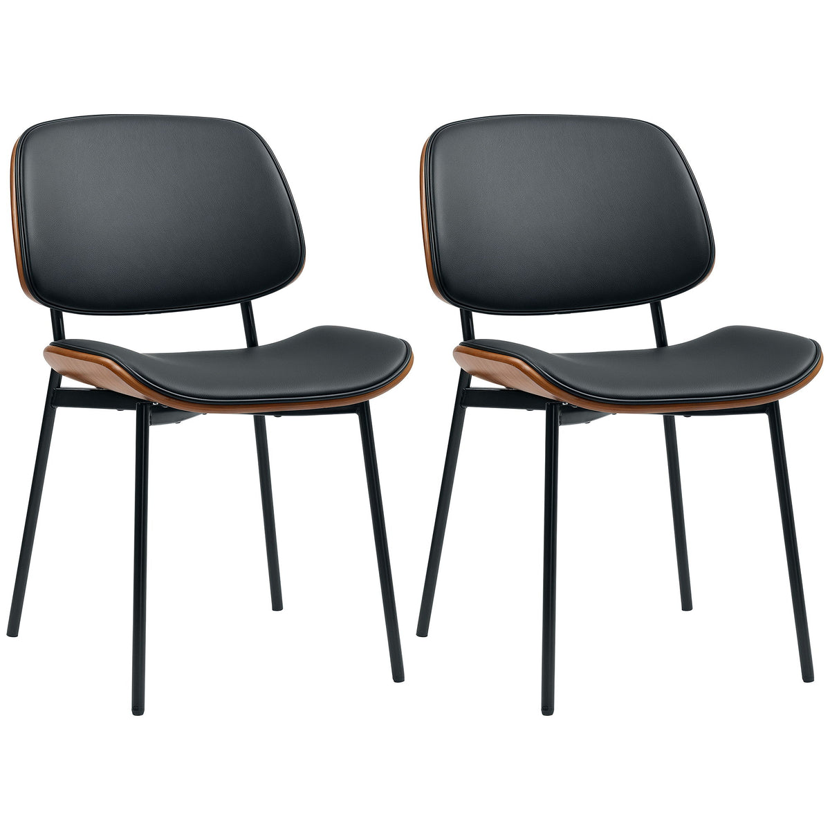 Dining Chairs Set of 2, Mid Century Modern Dining Room Chairs with Bentwood Back and Metal Legs for Kitchen Living Room