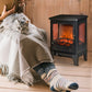 Electric Fireplace Heater, Freestanding Fireplace Stove with Realistic Adjustable Flame Effect and Adjustable Temperature, Overheating Safety Protection, 750W/1500W, Black