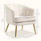 Fabric Accent Chair with Gold Legs - Cream White
