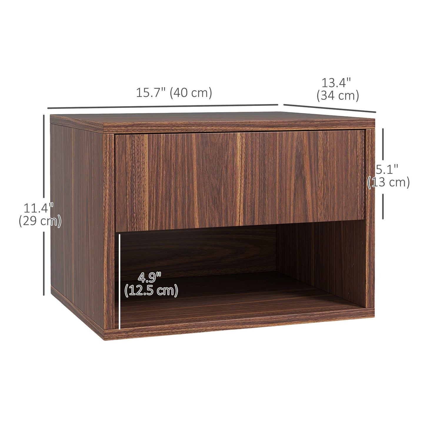 Floating Nightstand Set of 2 with Drawer - Brown