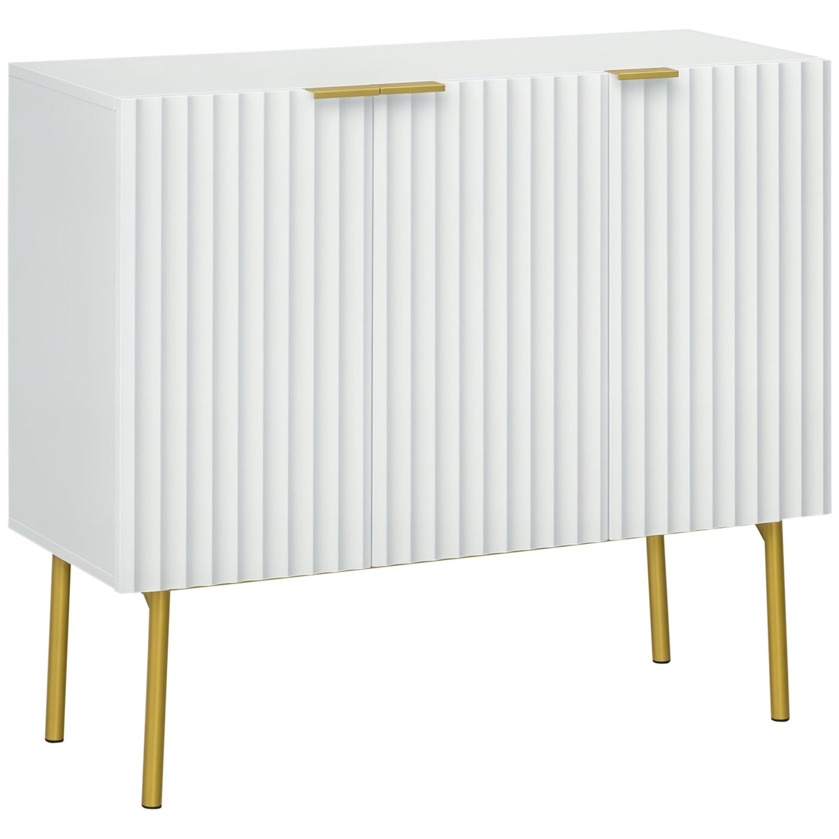 Modern Storage Cabinet Sideboard Buffet Cabinet with Gold Legs for Living Room Dining Room Hallway White