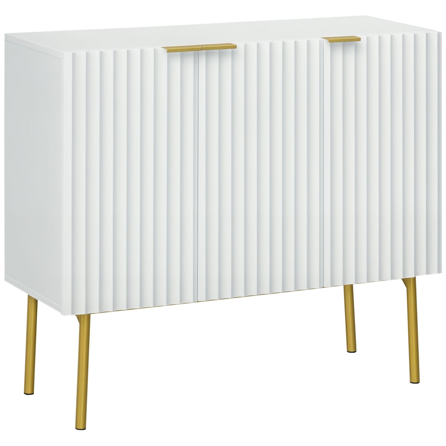 Modern Storage Cabinet Sideboard Buffet Cabinet with Gold Legs for Living Room Dining Room Hallway White