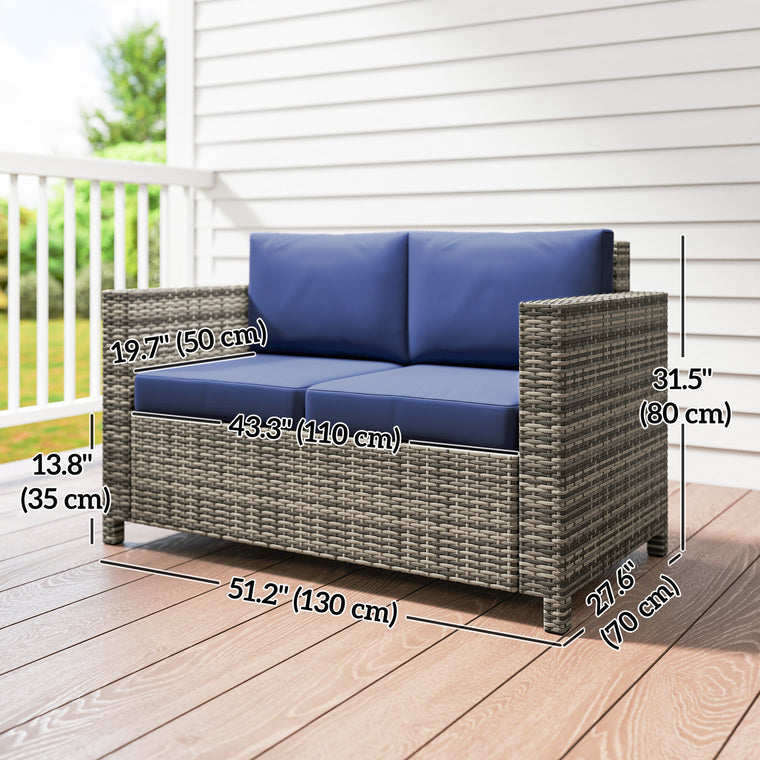 All-Weather Wicker Loveseat Sofa with Cushions