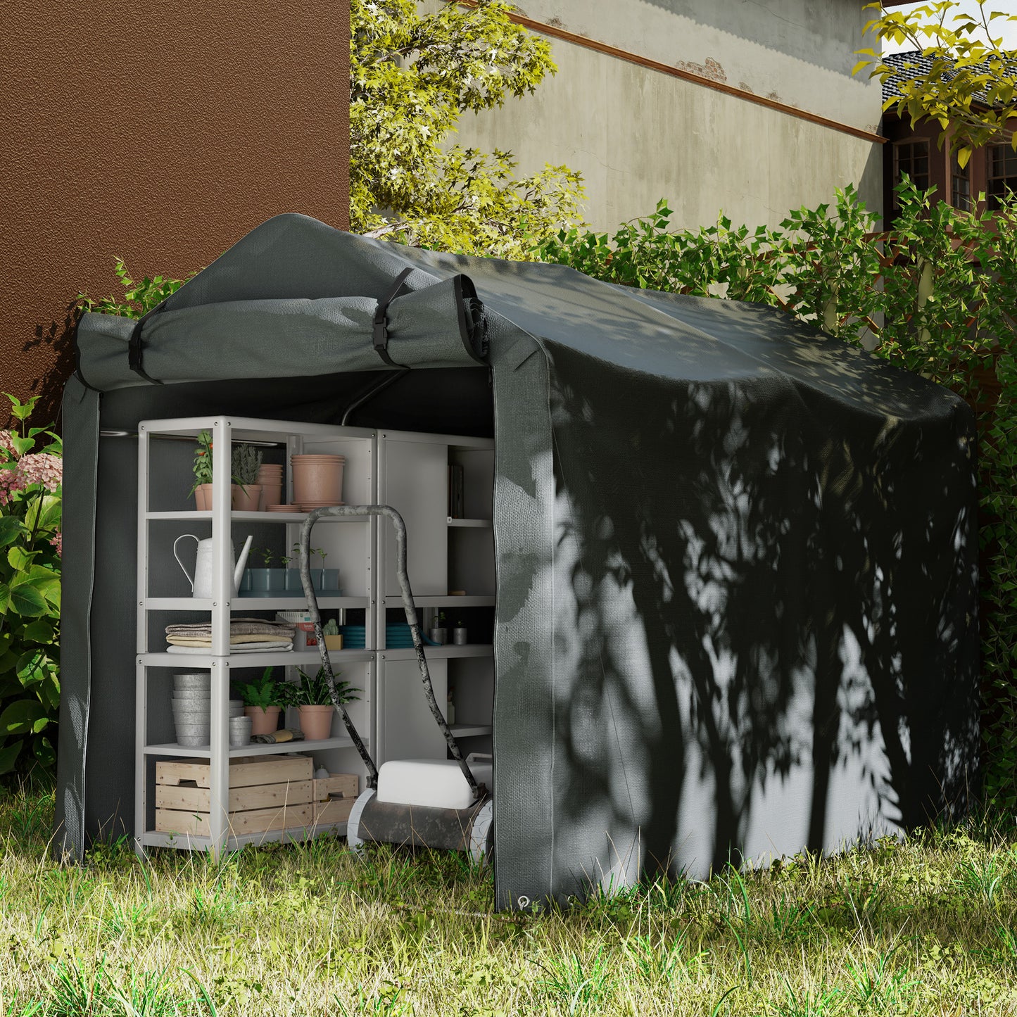 Bike Shed with Roll-Up Door