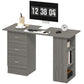 47" Computer Desk with 3-Tier Shelves - Grey