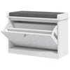 Shoe Storage Bench with Flip Drawer - White