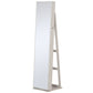 Mirror Jewelry Cabinet Armoire, Lockable Jewelry Organizer with Full-Length Mirror, LED Lights, Standing Jewelry Armoire in White Wood