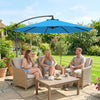 10ft Offset Patio Umbrella with Base, Garden Hanging Parasol with Crank, Banana Cantilever Umbrella Sun Shade, Blue