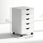 5-Drawer Mobile File Cabinet with Wheels - White