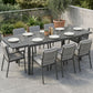 Expandable Outdoor Dining Table for 6-8 People, 59"-89" Aluminum Patio Dining Table with Slatted Top, Dark Grey