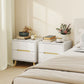 Nightstands Set of 2, Bedside Table with 2 Drawers, Modern Side End Table with Solid Wood Legs for Bedroom, White