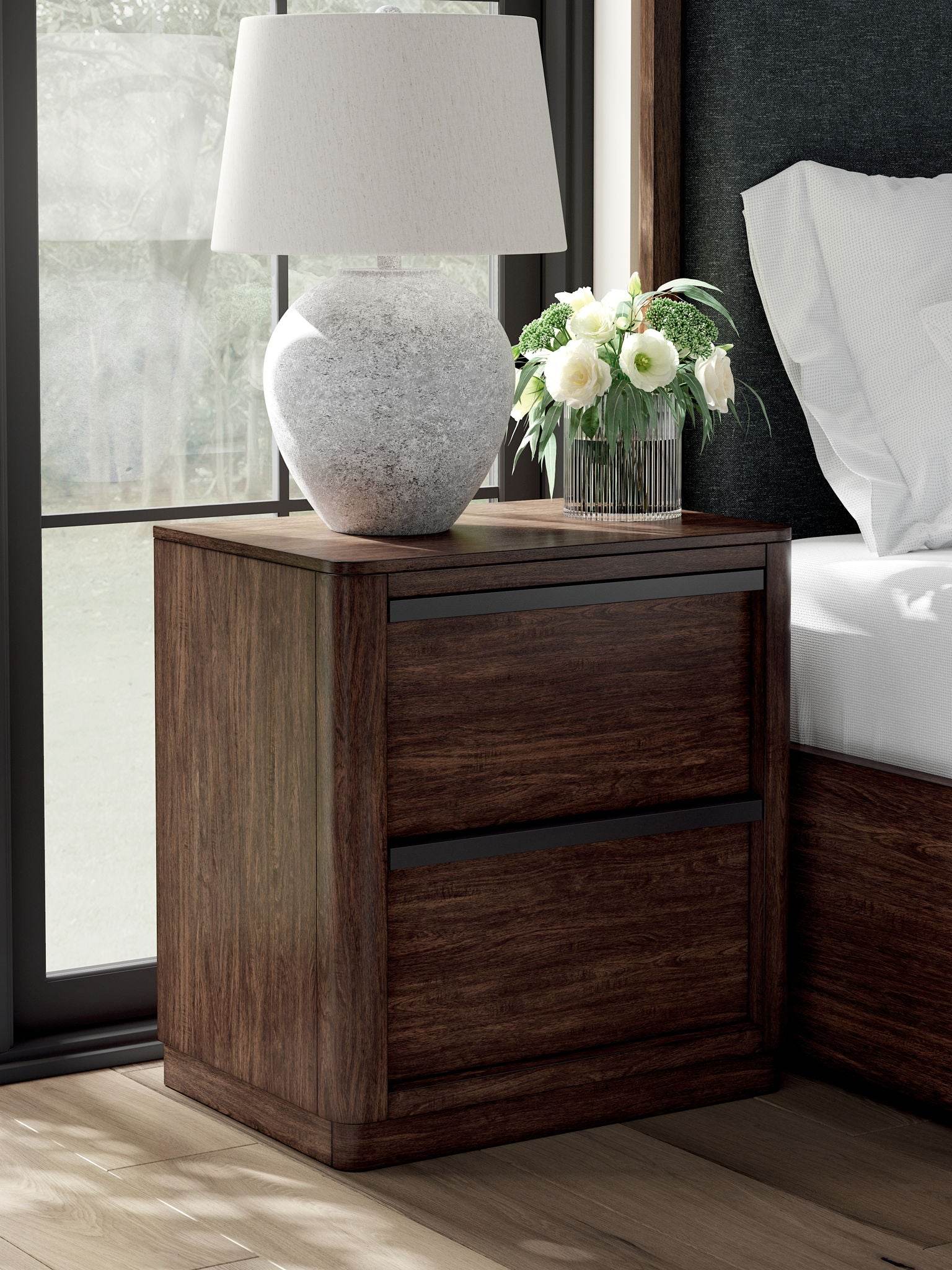 Dilenno - Dark Brown - Two Drawer Night Stand - Forward Furniture