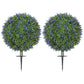 Artificial Plants Faux Lavender Set of 2, UV Protected Fake Plants with Ground Stakes for Indoor Outdoor Decor, Purple