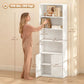 4-Tier Open Bookshelf with Doors Modern Home Office Bookcase Storage Cabinet for Living Room Bathroom Study, White