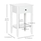2-Tier End Tables Set of 2 with Drawer - White