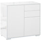 High Gloss Buffet Sideboard with 2 Drawers, 2 Doors and Adjustable Shelf, Kitchen Storage Cabinet with Push Open Design, White