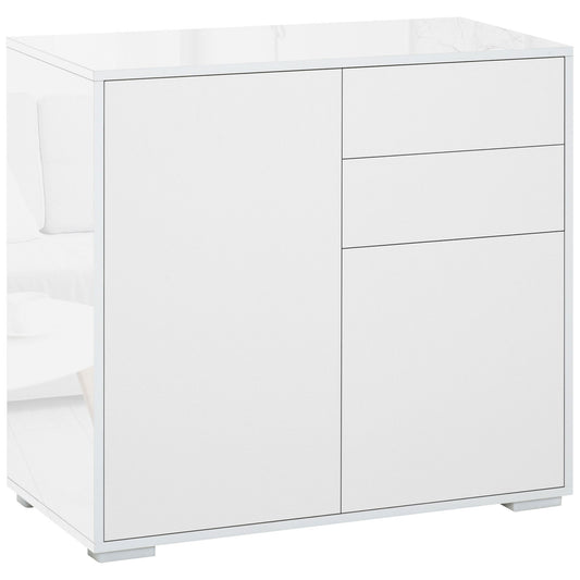 High Gloss Buffet Sideboard with Drawers - White