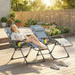 Zero Gravity Chair Set of 2, Folding Reclining Outdoor Lounge Chair with Cup Holder, Headrest, Brown - Light Grey