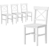 Set of 4 Cross-Back Wooden Dining Chairs - White