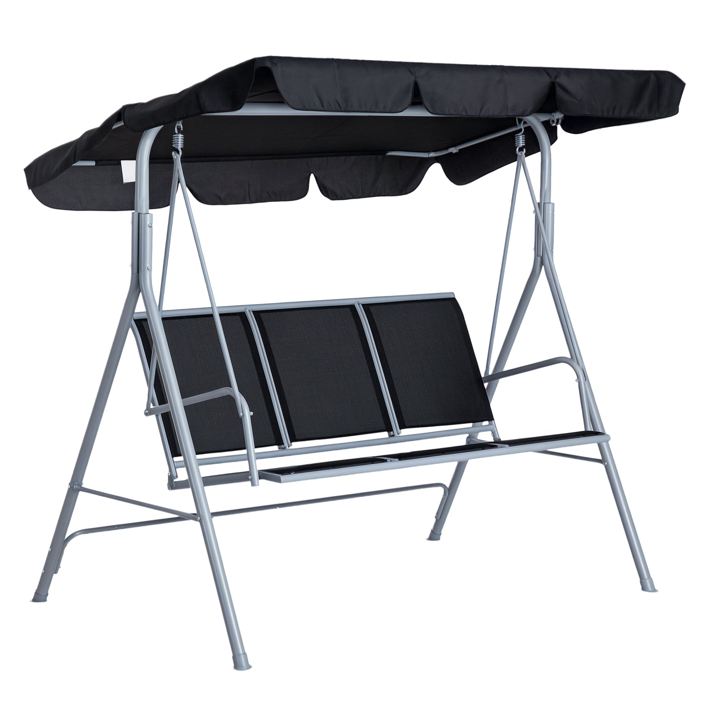 3-Seater Outdoor Swing Chair, Patio Swing, A Frame Porch Swing with Canopy, Garden Hammock Glider Bed, Light Grey