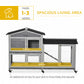62" Wooden Rabbit Hutch with Wheels, Run Box, Tray, Ramp for Small Animals, Guinea Pig, Indoor Outdoor Use, Light Grey