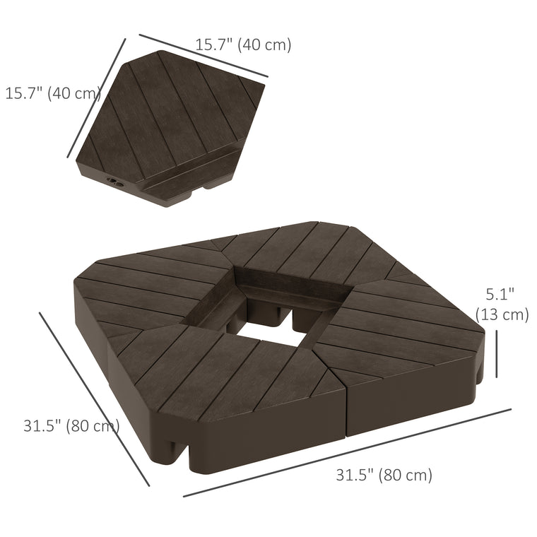 Brown Offset Umbrella Base Weights, 132lb Water / 176lb Sand