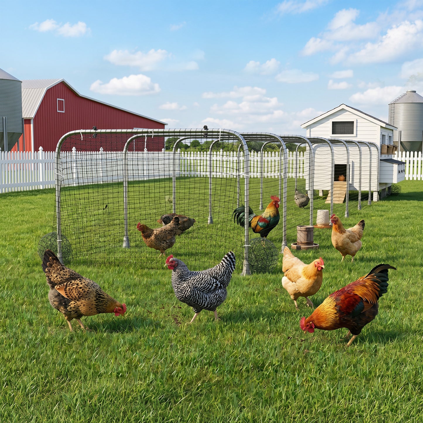 Extra Long Chicken Tunnel for Outside, 354" x 39" Galvanized Steel Chicken Run for 10-15 Chickens or Ducks