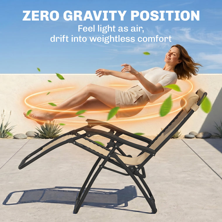 Set of 2 Zero Gravity Chairs with Side Table