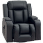 Swivel Massage Recliner Chair Rocker, Overstuffed Manual Reclining Sofa, PU Leather Rocking Chair with Side Pockets, Cup Holders, for Living Room, Nursery, Black