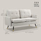 55" Loveseat Sofa, Linen Love Seat w/ S spring, Steel Legs and Button Tufting, Small Couch for Living Room, Cream White