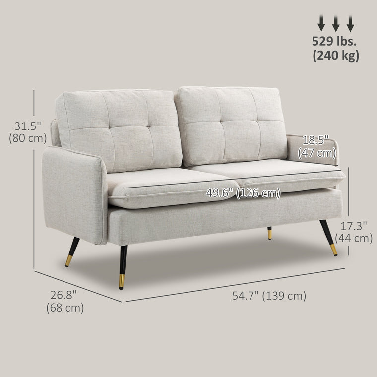 55" Linen Loveseat with Button Tufting