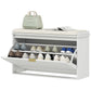 Entryway Bench with Padded Seat and Flip-Drawers, Holds up to 265lbs, Shoe Storage Bench for 8 Pairs of Shoes, White