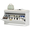 Entryway Shoe Storage Bench with Flip-Drawers - White