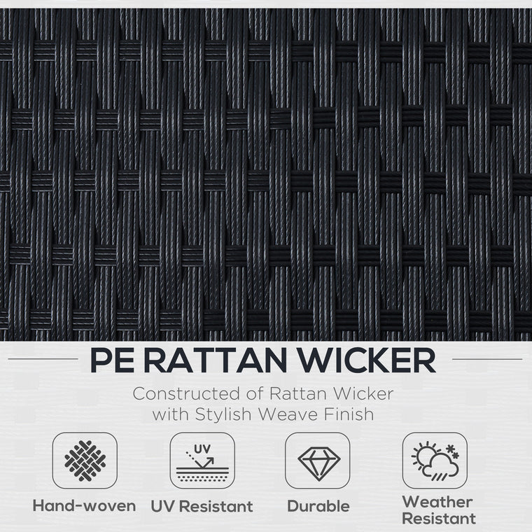 2-Piece PE Rattan Conversation Set with Double Ottoman