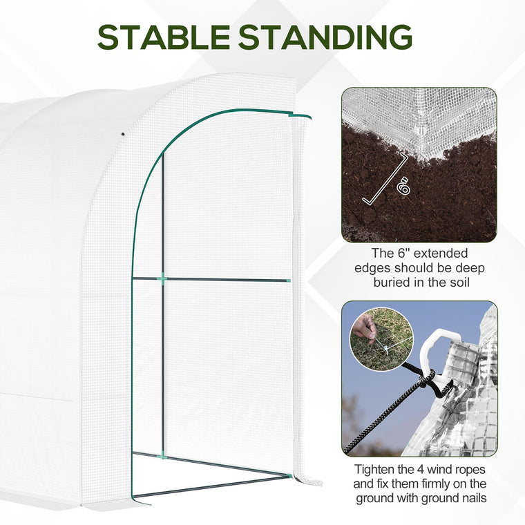 10' x 5' x 7' White Lean-To Greenhouse with Zipper Doors