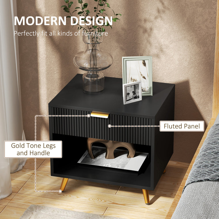Fluted Nightstand with Drawer