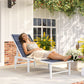 Outdoor Lounge Chair, 5-Position Reclining Outdoor Chaise Lounge Tanning Chair with Mesh Seat, Dark Blue