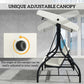 Convertible Patio Swing Bed with Canopy and Cushions, 3 Seater Porch Swing for Outdoor, Backyard, Garden, Beige