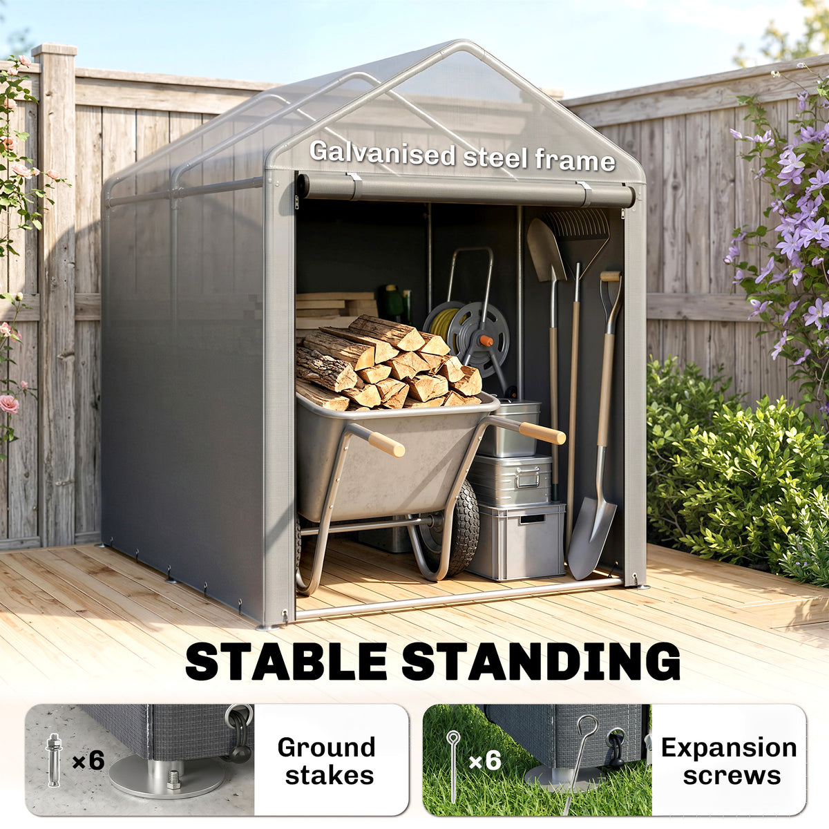 4' x 6' Bike Storage Shed with Roll-Up Door