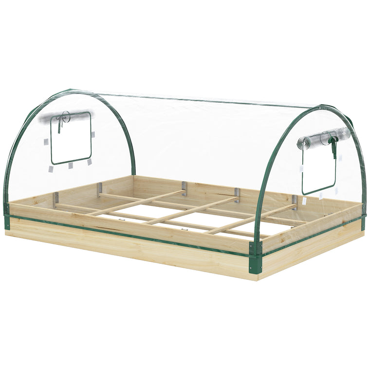 4' x 3' x 2' Natural Wood Raised Garden Bed with Greenhouse